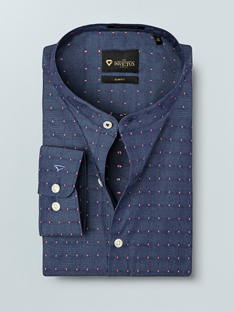 

INVICTUS Men Navy Blue Slim Fit Self Design Formal Shirt