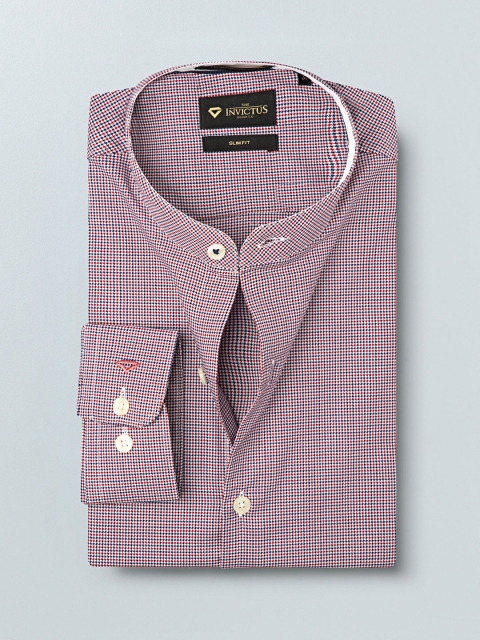 

INVICTUS Men Red & Navy Blue Slim Fit Self Design Formal Shirt