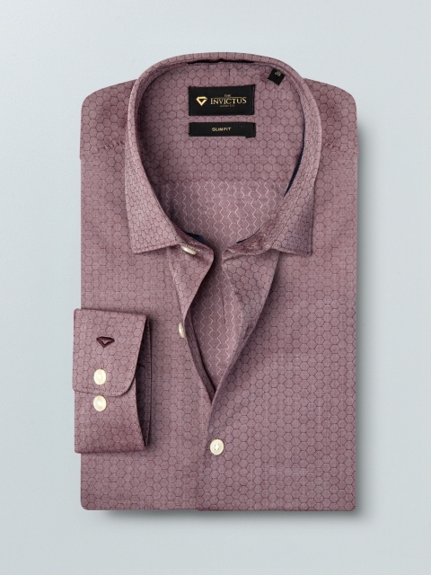 

INVICTUS Men Burgundy Slim Fit Self Design Smart Casual Shirt