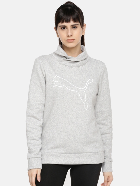 

Puma Women Grey Melange Printed High Neck Sweatshirt