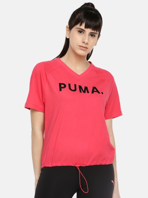 

Puma Women Pink Pritned Chase Nrgy V-Neck T-shirt