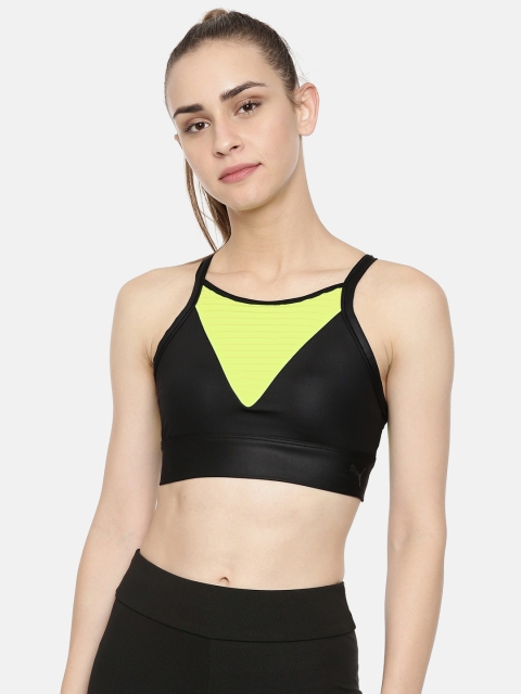 

Puma Black & Fluorescent Green Lace Non-Wired Non Padded Sports Bra 51828803