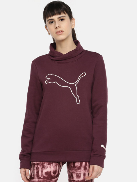 

Puma Women Maroon Printed Hooded Sweatshirt