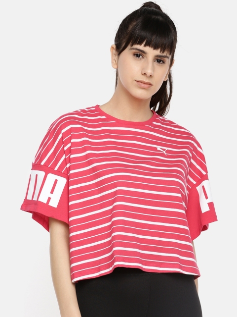 

Puma Women Pink & White Striped Rebel Nrgy Relaxed Fit Boxy Top