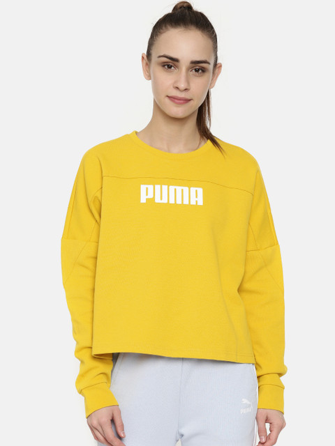 

Puma Women Yellow Printed NU-TILITY Cropped Crew Sulphur Sweatshirt