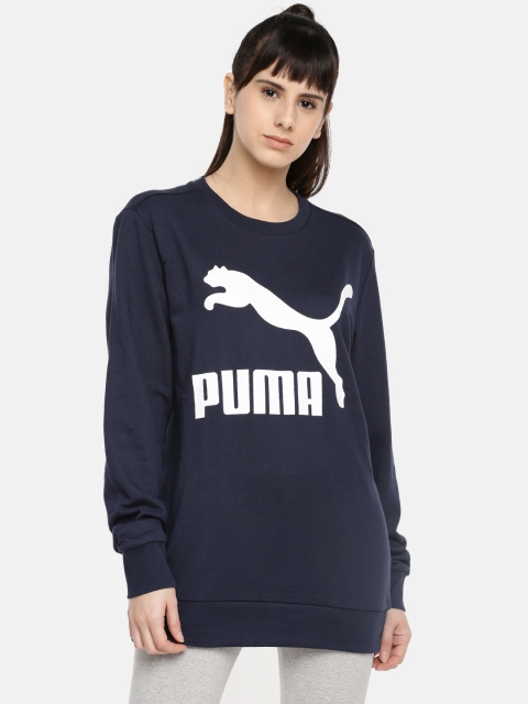 

Puma Women Navy Blue Printed Graphic Logo Sweatshirt