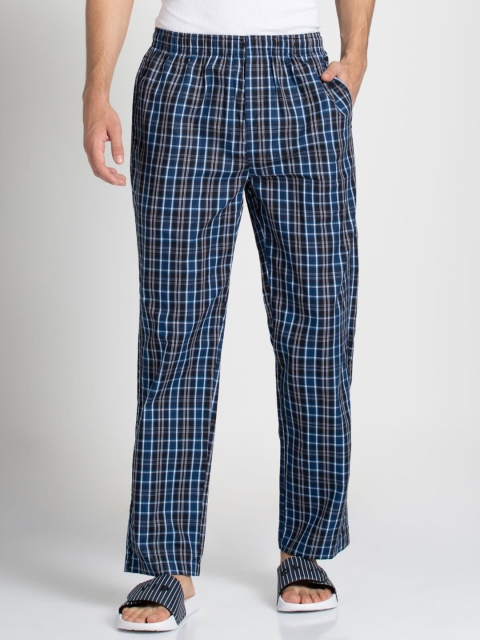 

Jockey Men Blue & Black Comfort Fit Checked Lounge Pants