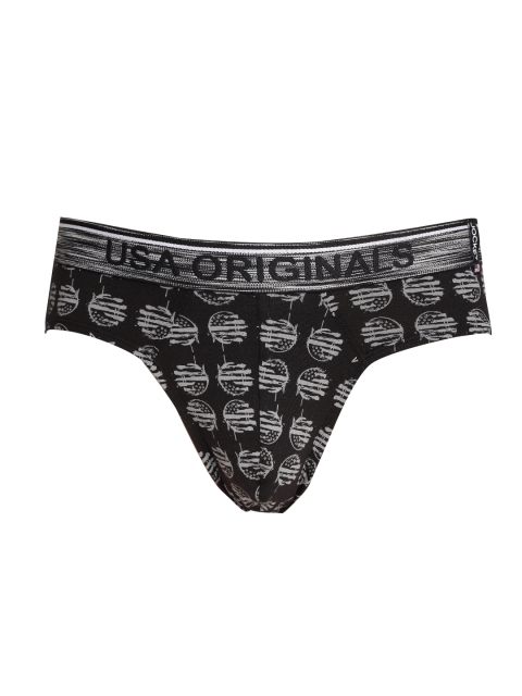 

Jockey Men Black & Charcoal Grey Printed Basic Briefs US69-0105