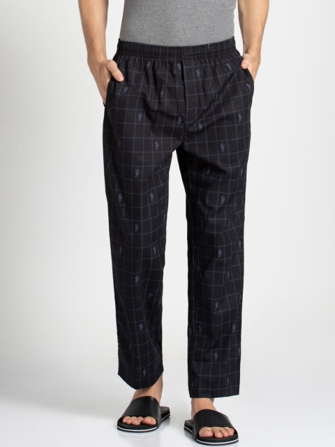 

Jockey Men Black & Blue Comfort Fit Checked Lounge Pants