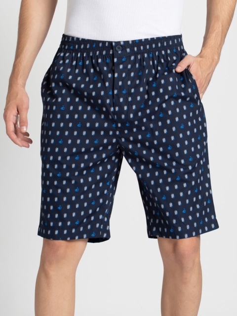 

Jockey Men Navy Blue & White Printed Lounge Shorts