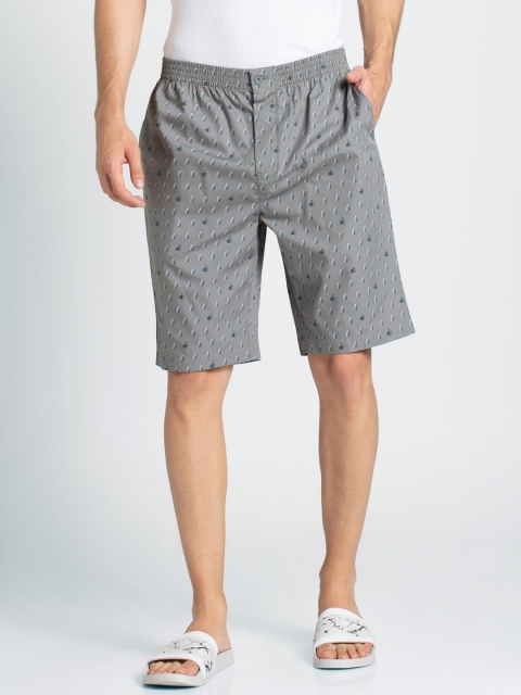 

Jockey Men Grey & Blue Geometric Printed Lounge Shorts