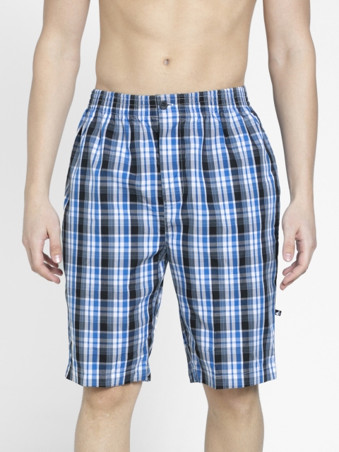 

Jockey Men Blue & White Checked Lounge Shorts