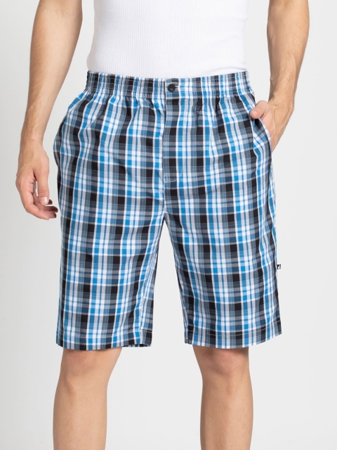 

Jockey Men Blue & White Checked Lounge Shorts