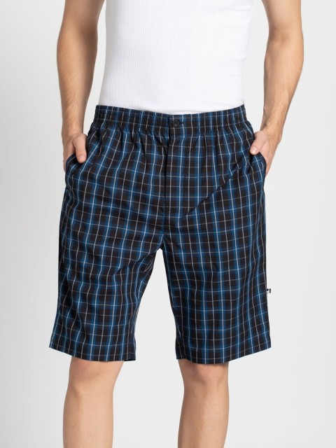 

Jockey Men Navy Blue & Black Checked Lounge Shorts