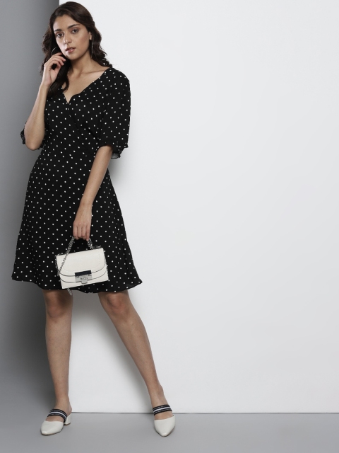 

DOROTHY PERKINS Women Black & White Printed Wrap Dress