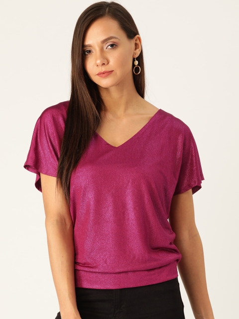 

DOROTHY PERKINS Women Magenta Shimmer Styled Back Top