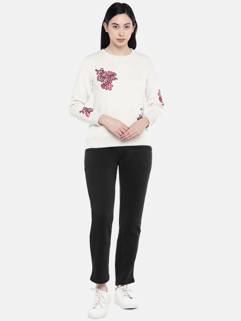 

Sweet Dreams Women Off-White & Black Embroidered Sweatshirt with Pyjamas