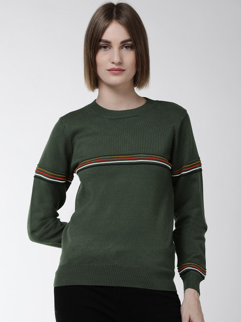 

Fort Collins Women Olive Green Solid Acrylic Sweater