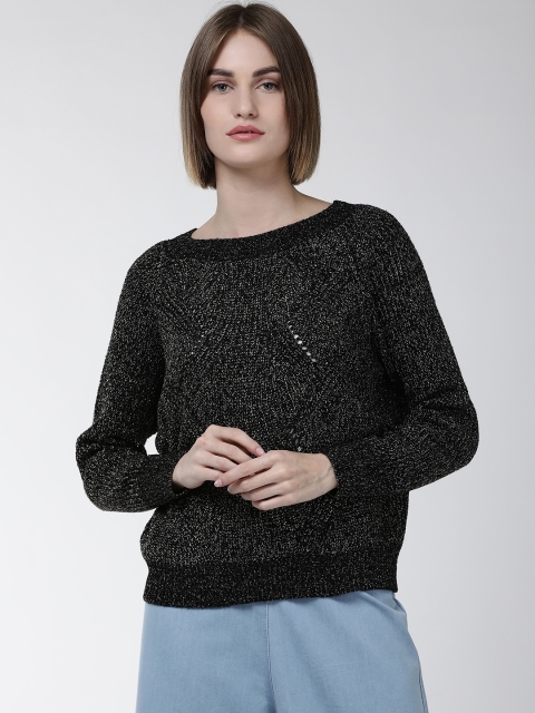 

Fort Collins Women Black & Silver Self-Design Acrylic Sweater