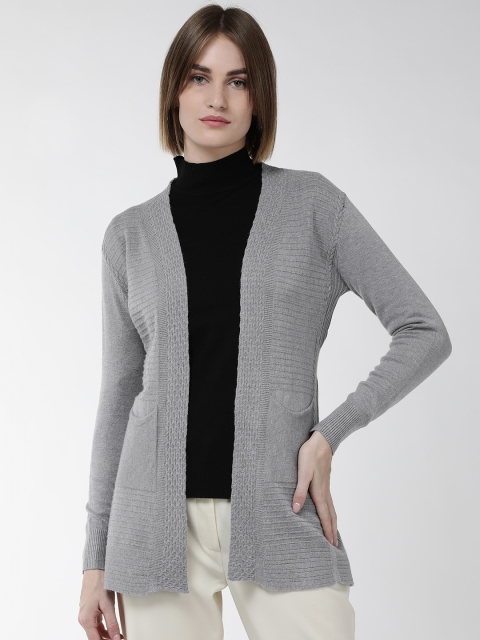 

Fort Collins Women Grey Self-Striped Front-Open Sweater