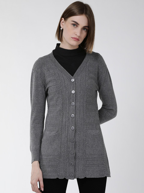 

Fort Collins Women Charcoal Grey Self-Design Cardigan