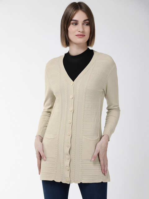 

Fort Collins Women Beige Self Design Cardigan