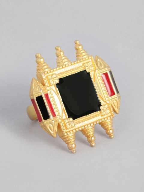 

juspeachy Women Black & Gold-Toned Adjustable Finger Ring