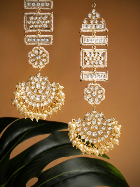 

justpeachy Gold-Toned & White Contemporary Chandbalis