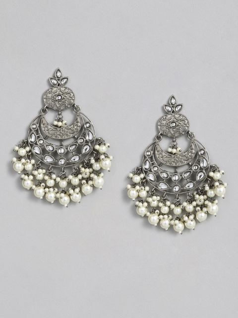 

justpeachy Silver-Toned Crescent Shaped Chandbalis