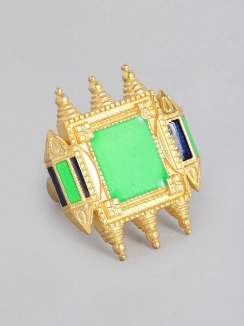 

juspeachy Women Green & Gold-Toned Adjustable Finger Ring