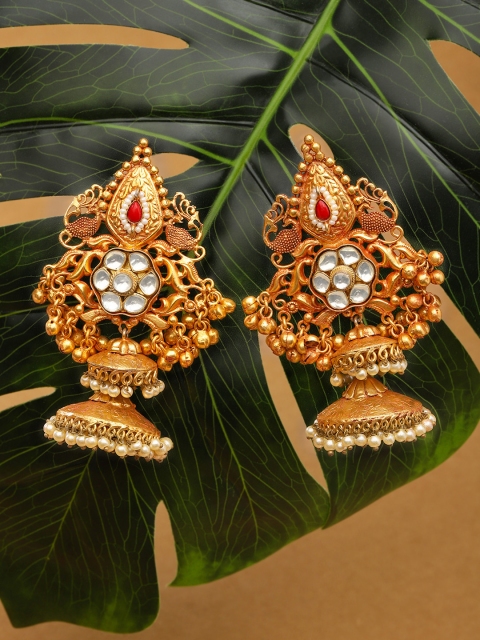 

justpeachy Gold-Toned Contemporary Jhumkas