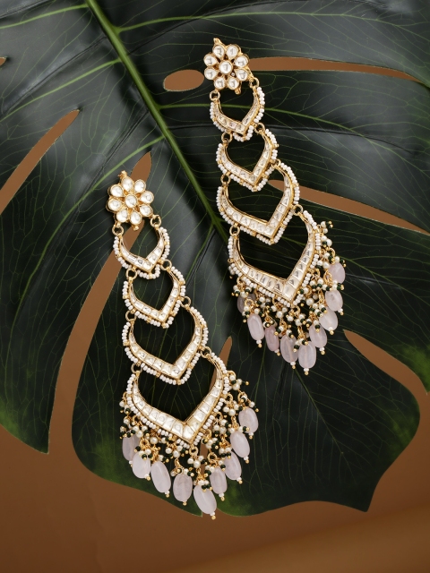 

justpeachy Multicoloured Gold-Plated Contemporary Chandbalis, Multi