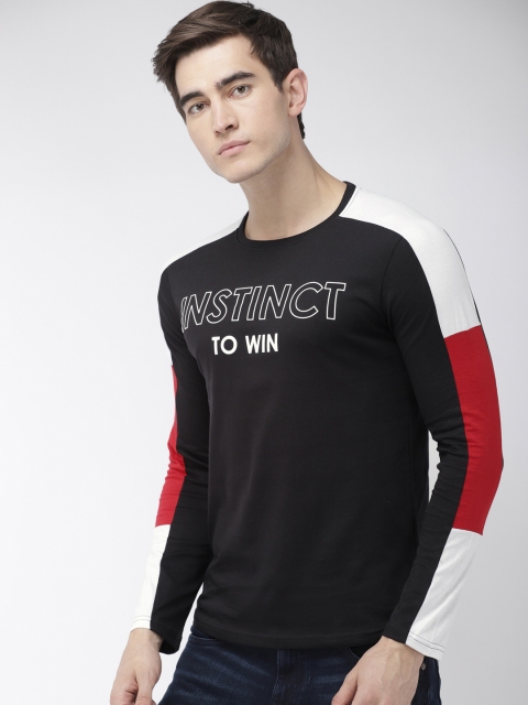 

YWC Men Black Printed Round Neck T-shirt