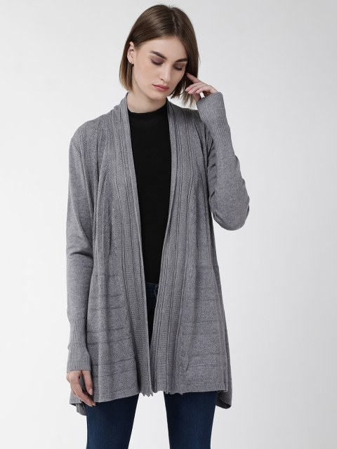 

Fort Collins Women Grey Self Design Front Open Sweater
