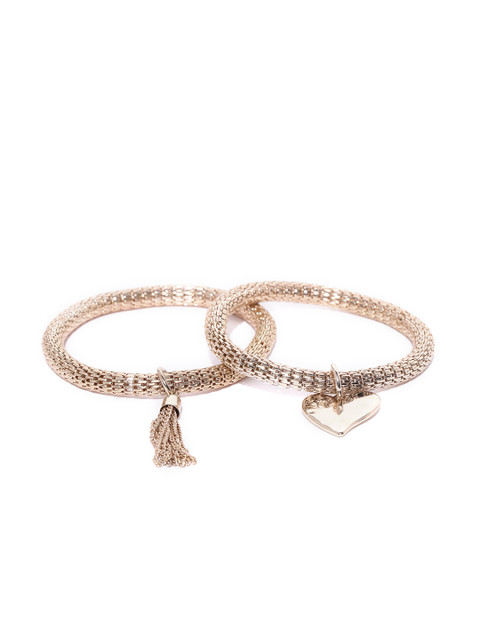 

Forever New Set of 2 Antique Gold-Toned Charm Elasticated Bracelets
