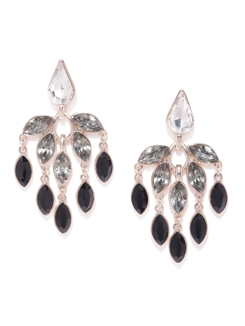 

Forever New Black & Grey Chandelier Stone Studded Contemporary Drop Earrings
