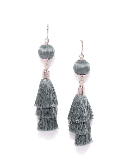 

Forever New Grey & Rose Gold Tasselled Contemporary Drop Earrings