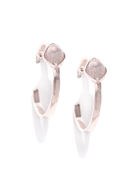 

Forever New Rose Gold-Toned Stone-Studded Circular Half Hoop Earrings