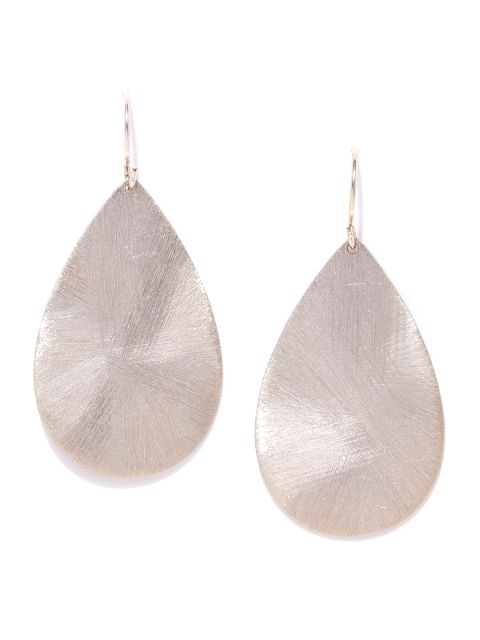 

Forever New Silver-Toned Textured Teardrop Shaped Drop Earrings