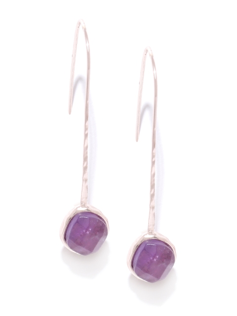

Forever New Purple Stone Studded Contemporary Drop Earrings