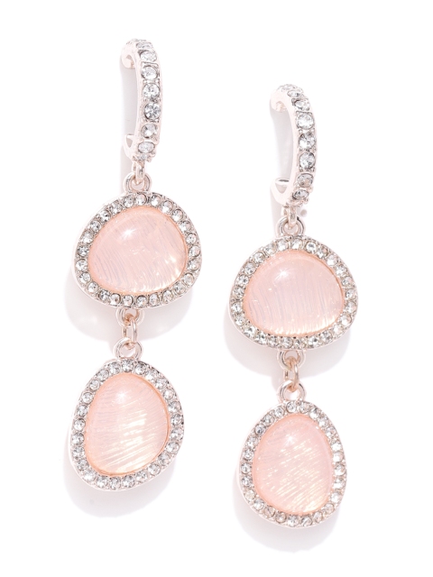 

Forever New Peach-Coloured Stone Studded Contemporary Drop Earrings