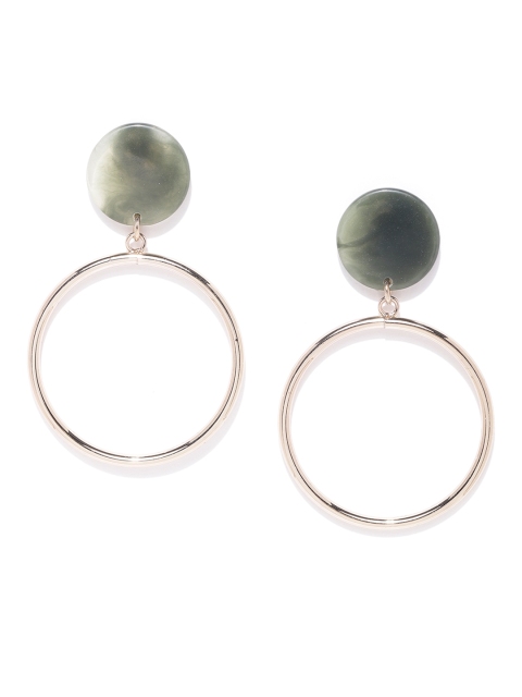 

Forever New Green & Gold-Toned Circular Drop Earrings