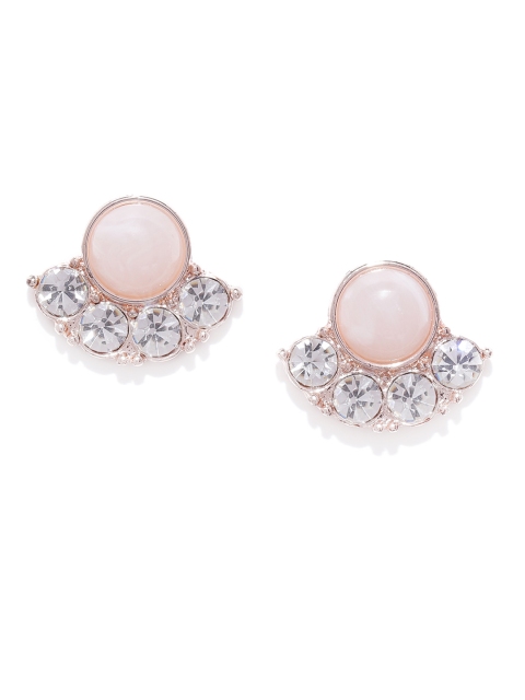 

Forever New Peach-Coloured Stone Studded Circular Studs