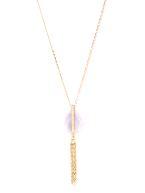 

Forever New Grey & Gold-Toned Resin Print Tasselled Necklace