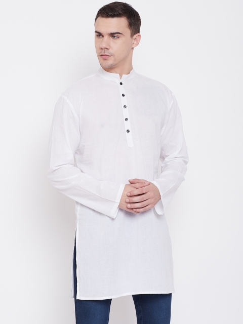 

Qsymia Men White Solid Straight Kurta