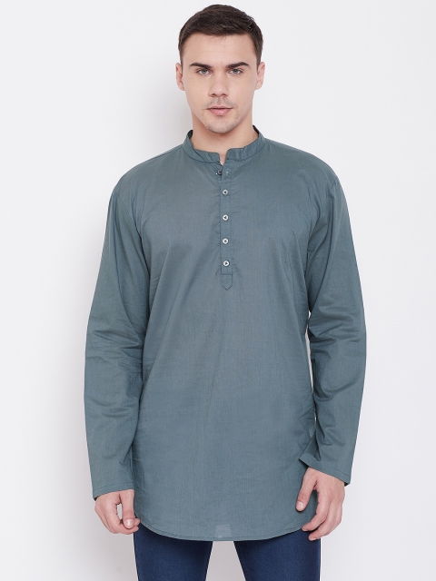 

Qsymia Men Grey Solid Straight Kurta