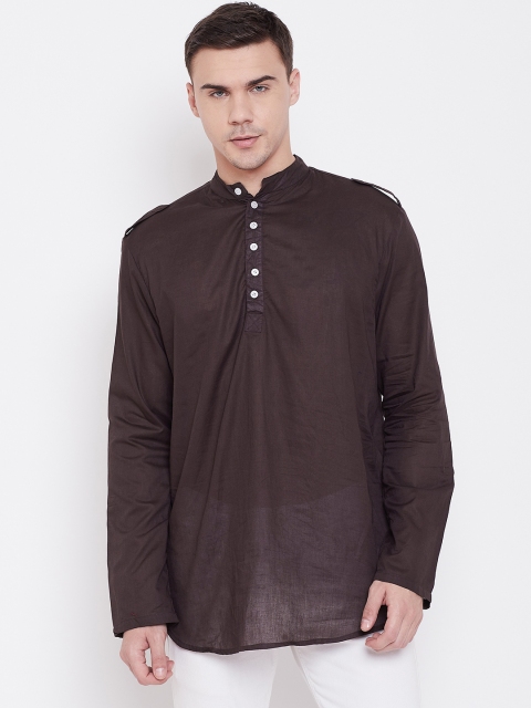 

Qsymia Men Coffee Brown Solid Straight Kurta