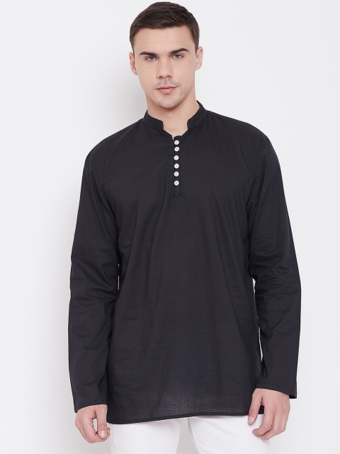 

Qsymia Men Black Solid Straight Kurta