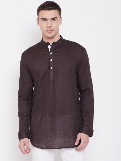 

Qsymia Men Coffee Brown Solid Straight Kurta