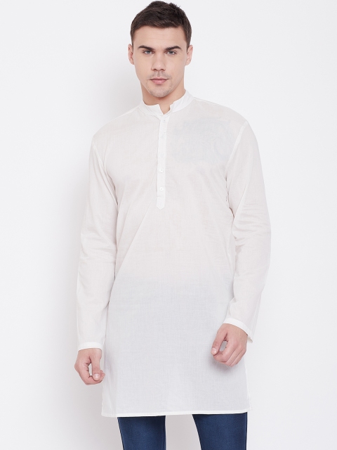

Qsymia Men Off-White Solid Straight Kurta